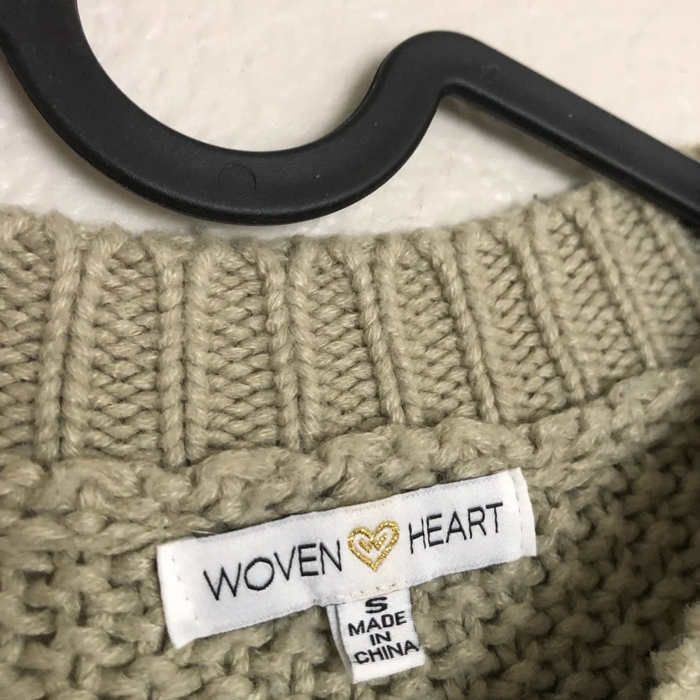 Woven Heart Sage Knit Sweater - Picture 2 of 5